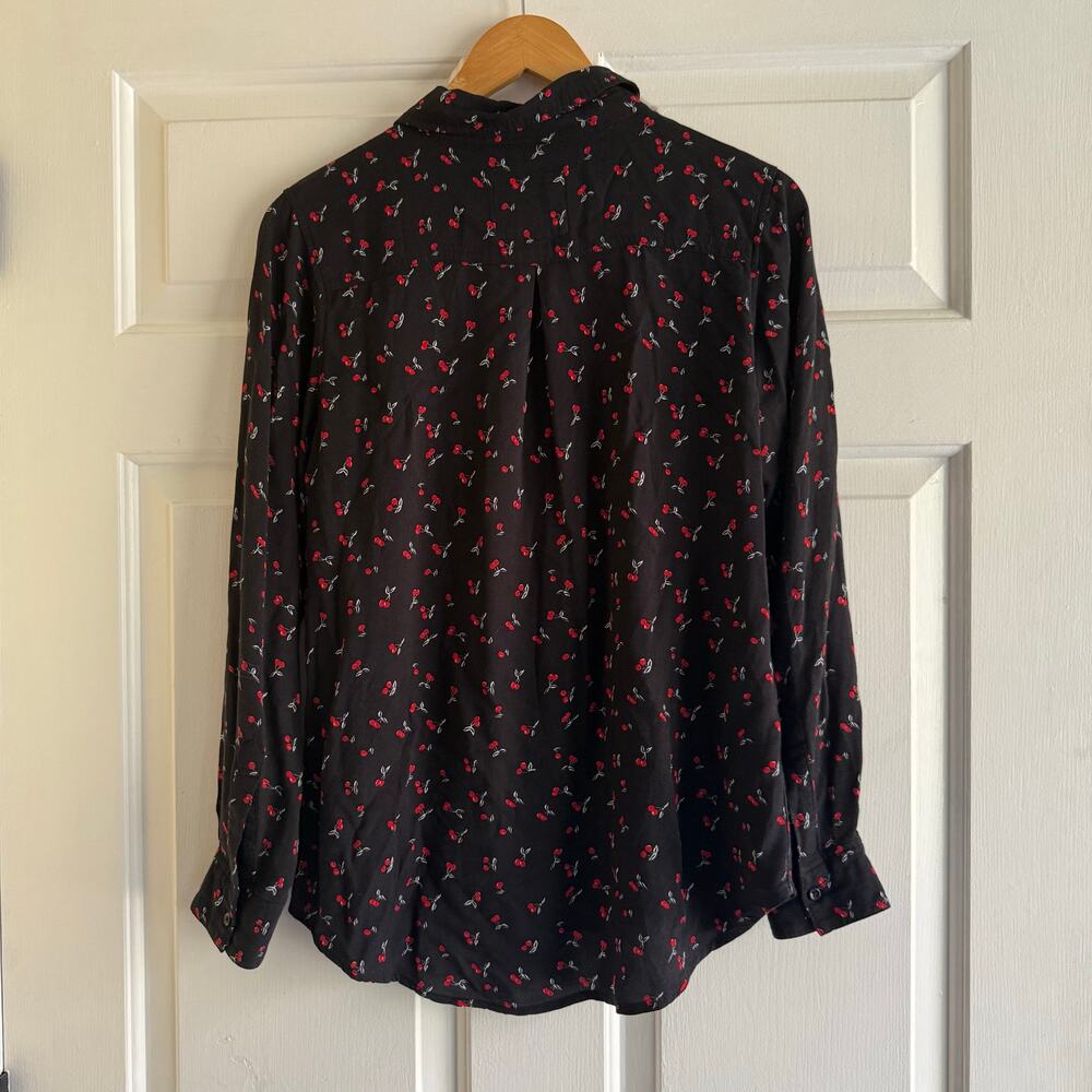 Rails Black Cherry Print Long Sleeve Button-Down … - image 6